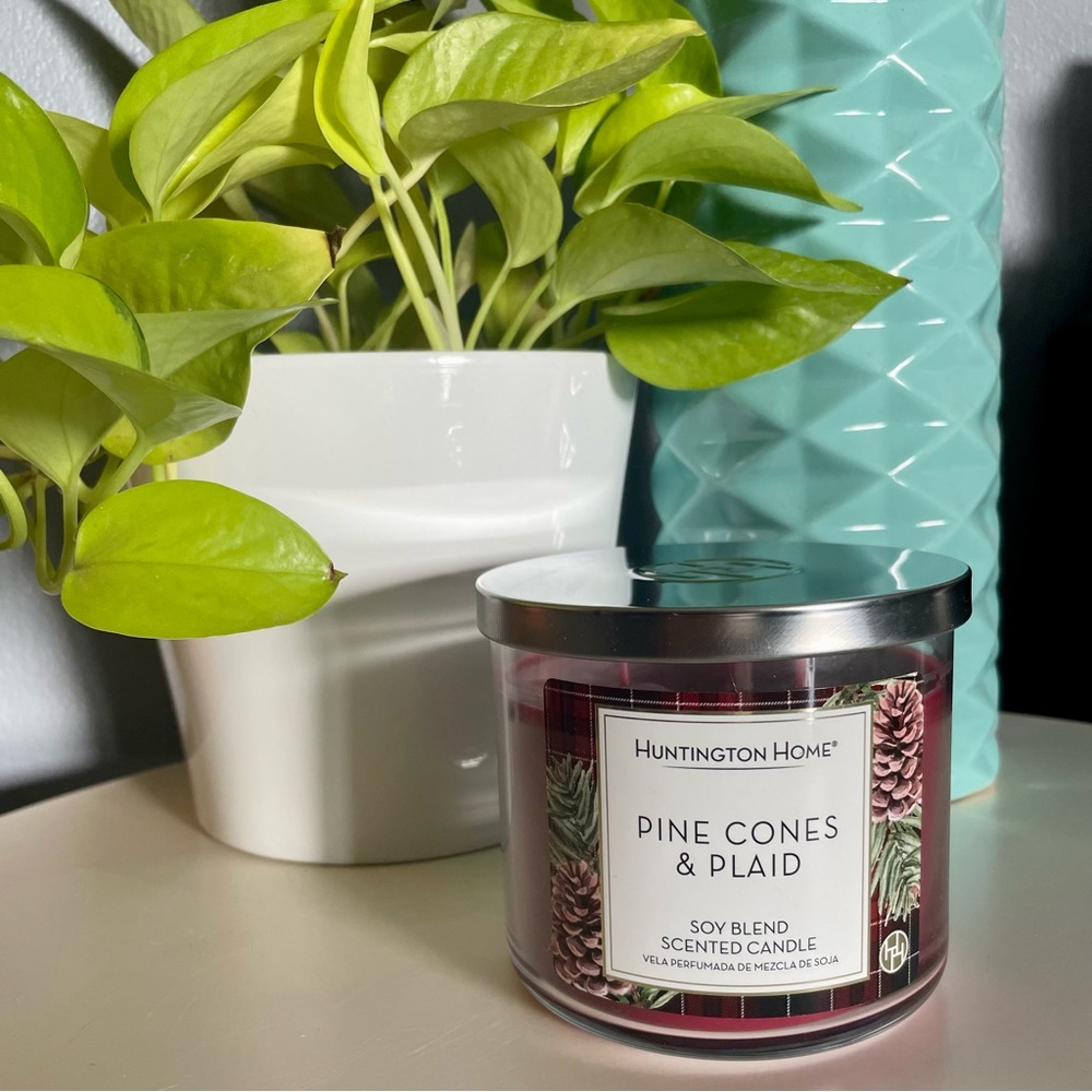Huntington Home Pine Cones & Plaid Candle ALDI